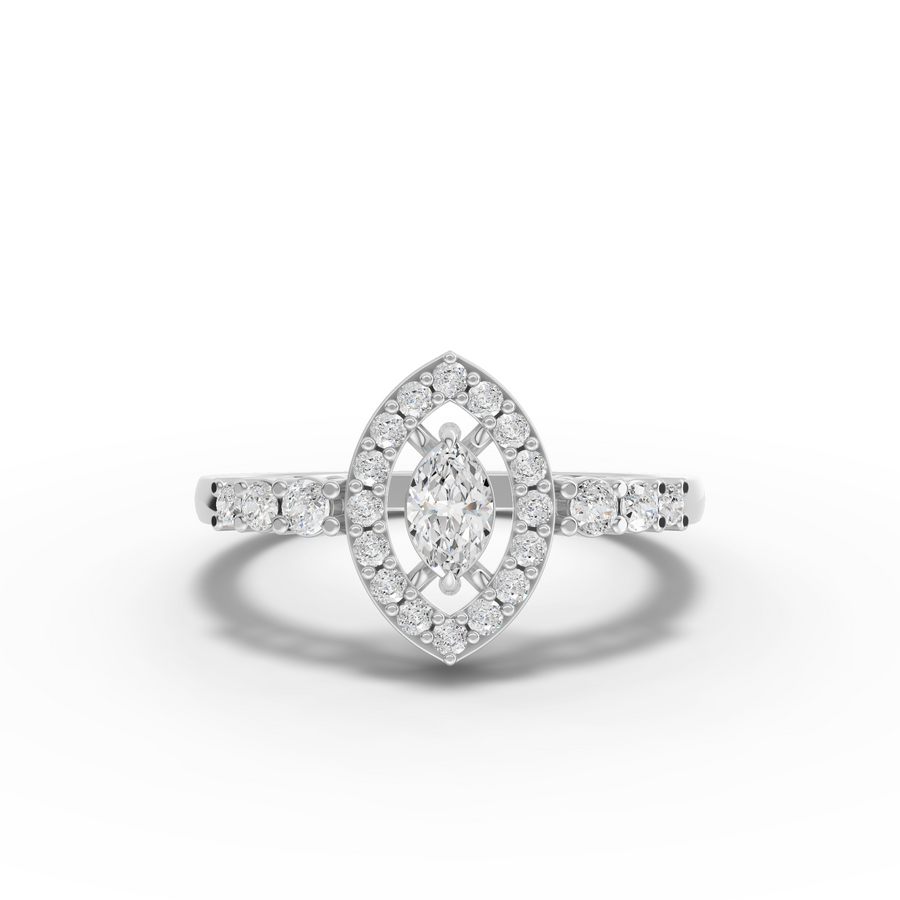 2.31 Ct Marquise Halo Lab Diamond Set