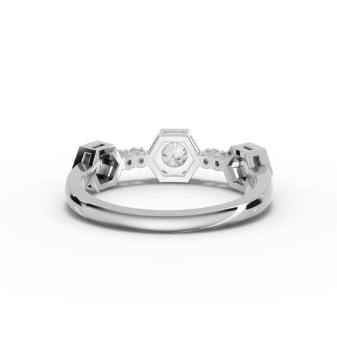 0.49 Ct Hexagon Geometric Lab Diamond Half Eternity Band