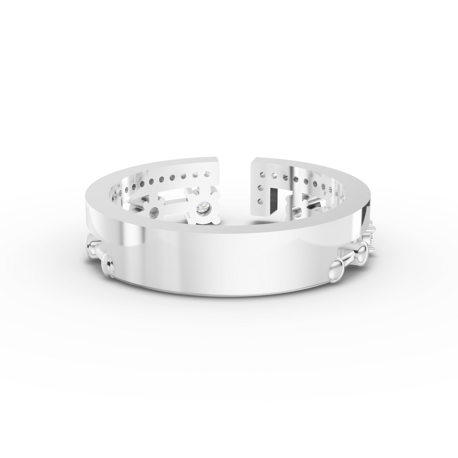 0.27 Ct Open Cuff Lab Diamond Statement Ring with Pavé Band