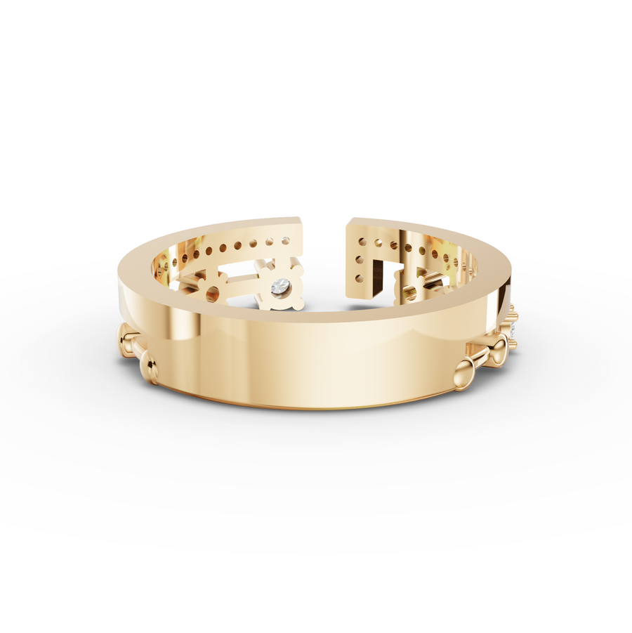 0.27 Ct Open Cuff Lab Diamond Statement Ring with Pavé Band