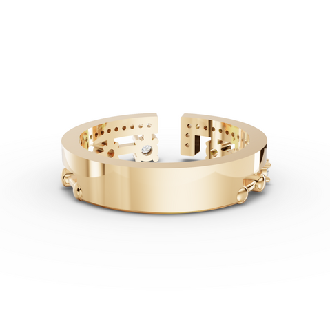 0.27 Ct Open Cuff Lab Diamond Statement Ring with Pavé Band