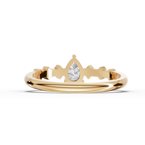 Lab-Grown Pear Diamond Ring with Geometric Round Accent Band