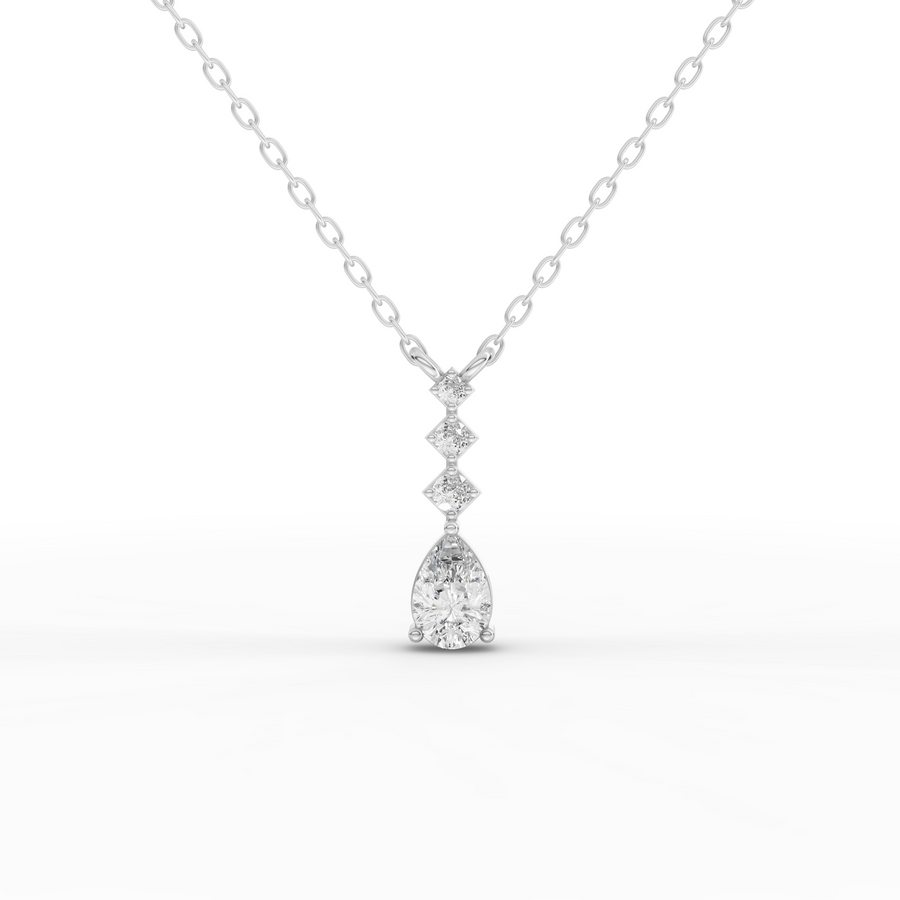 0.41 ct pear-cut lab diamond pendant necklace with geometric drop accents and delicate chain