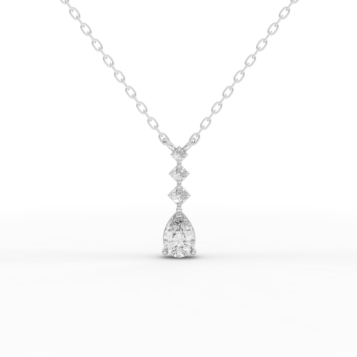 0.41 Ct Lab-Grown Pear Diamond Drop Necklace with Geometric Accent Stations