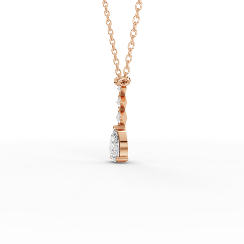Lab-Grown Pear Diamond Drop Necklace with Geometric Accent Stations