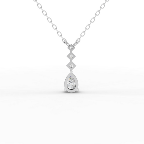 Lab-Grown Pear Diamond Drop Necklace with Geometric Accent Stations