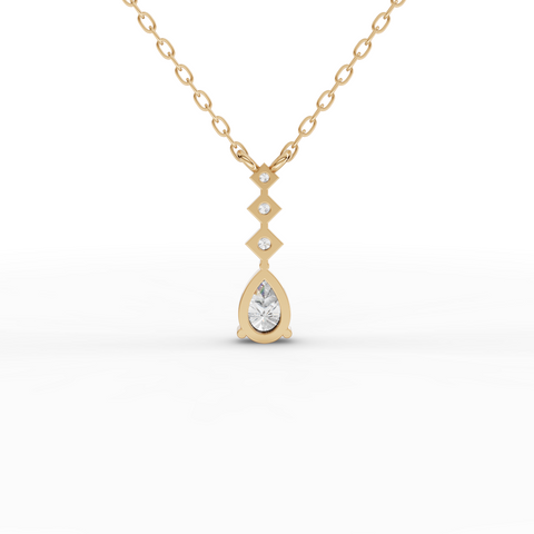 Lab-Grown Pear Diamond Drop Necklace with Geometric Accent Stations