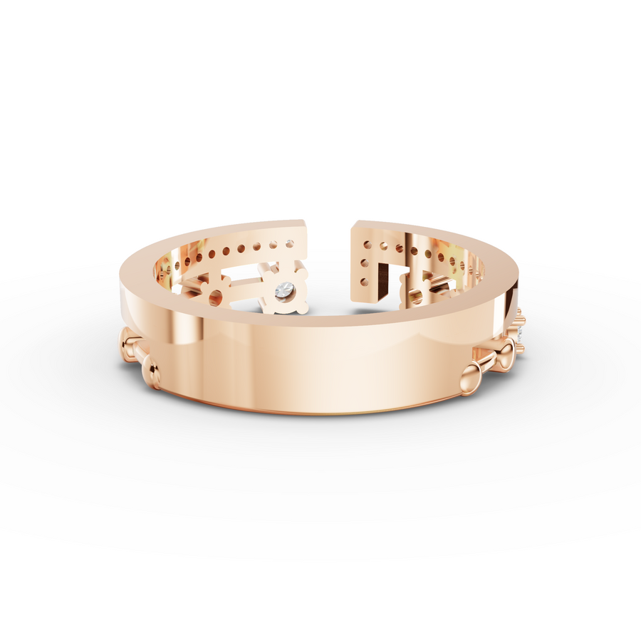 0.27 Ct Open Cuff Lab Diamond Statement Ring with Pavé Band