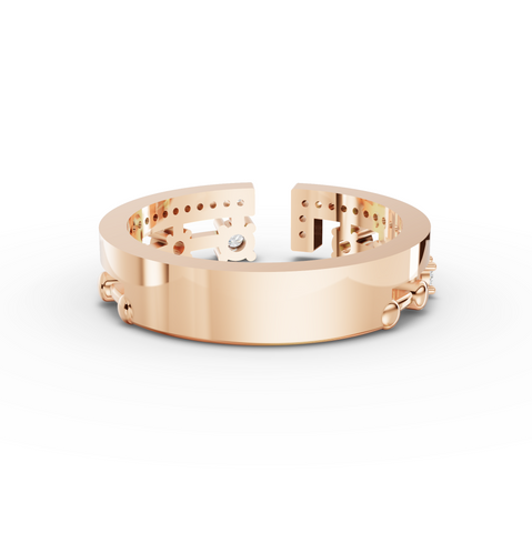 0.27 Ct Open Cuff Lab Diamond Statement Ring with Pavé Band