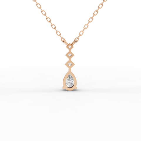 Lab-Grown Pear Diamond Drop Necklace with Geometric Accent Stations