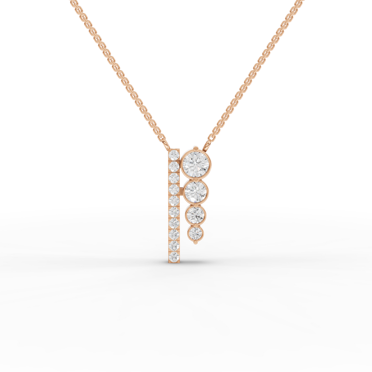 Lab-Grown Diamond Asymmetric Vertical Bar Drop Necklace