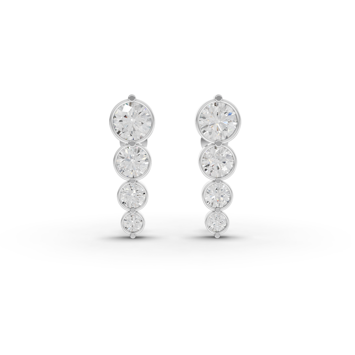 3.24 Ct Graduated Round Lab Diamond Drop Earrings
