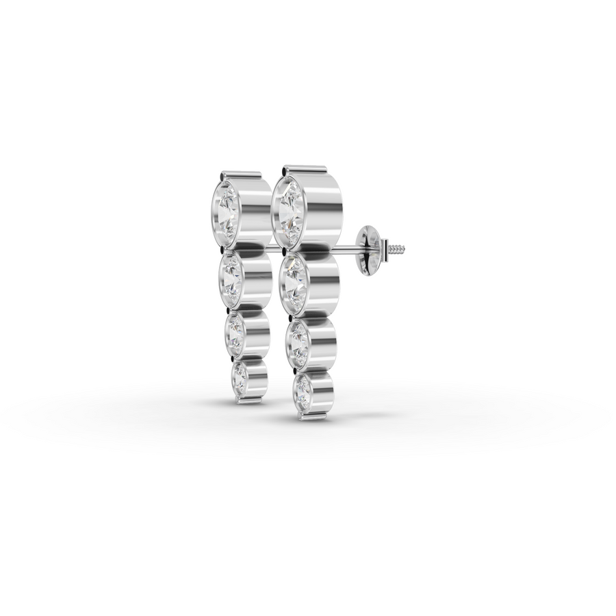 3.24 Ct Graduated Round Drop Earrings