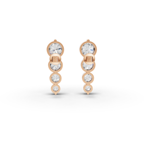 3.24 Ct Graduated Round Lab Diamond Drop Earrings