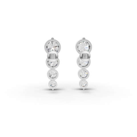 3.24 Ct Graduated Round Lab Diamond Drop Earrings