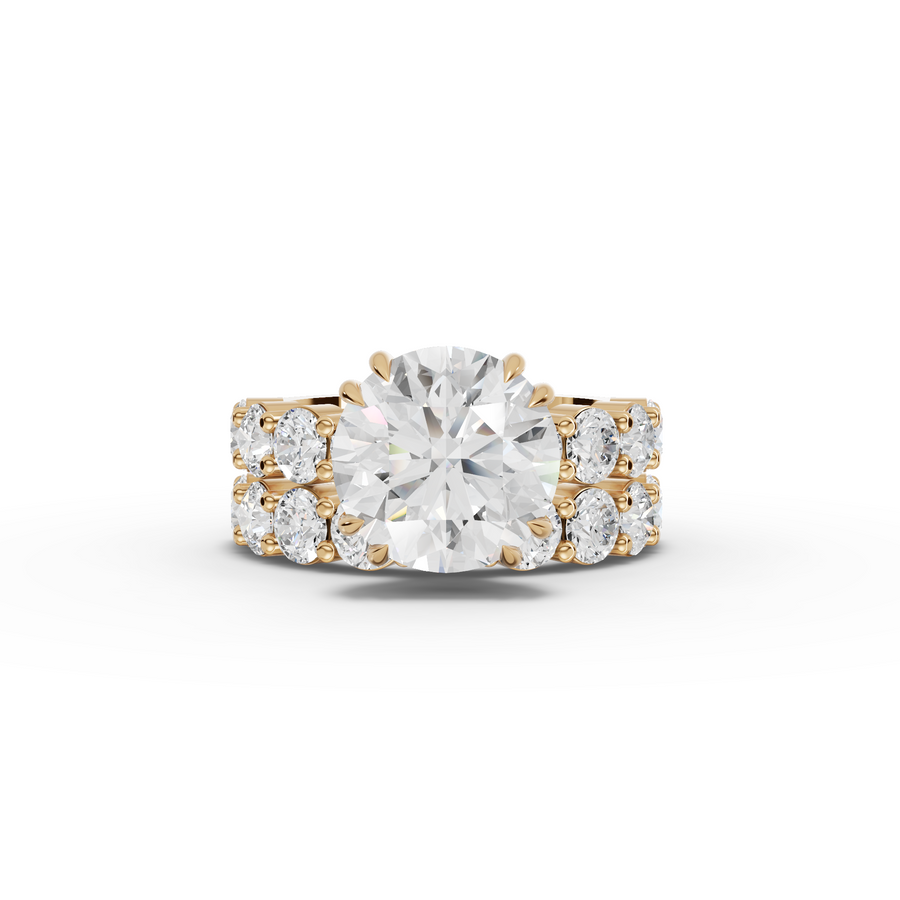 7.27 Ct Round Lab Diamond Half Eternity Ring with Hidden Halo 4.00 Ct Center