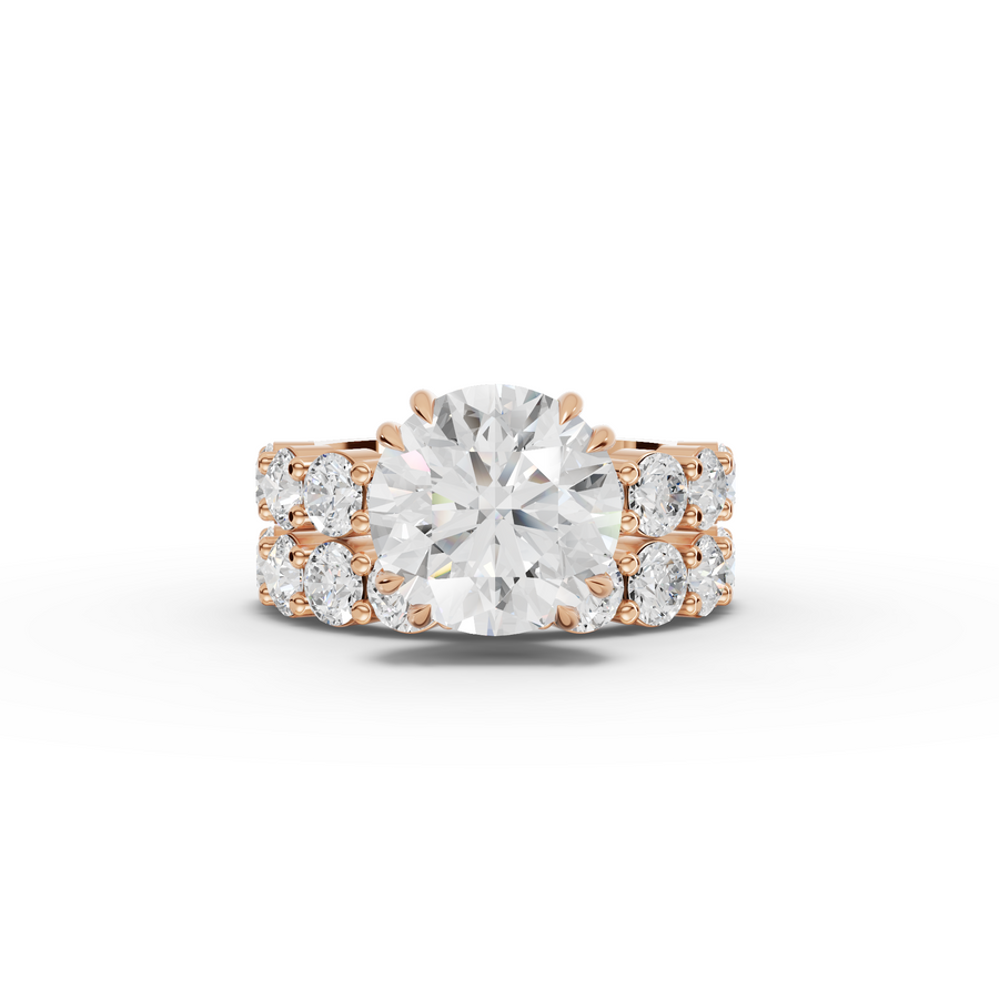 7.27 Ct Round Lab Diamond Half Eternity Ring with Hidden Halo 4.00 Ct Center