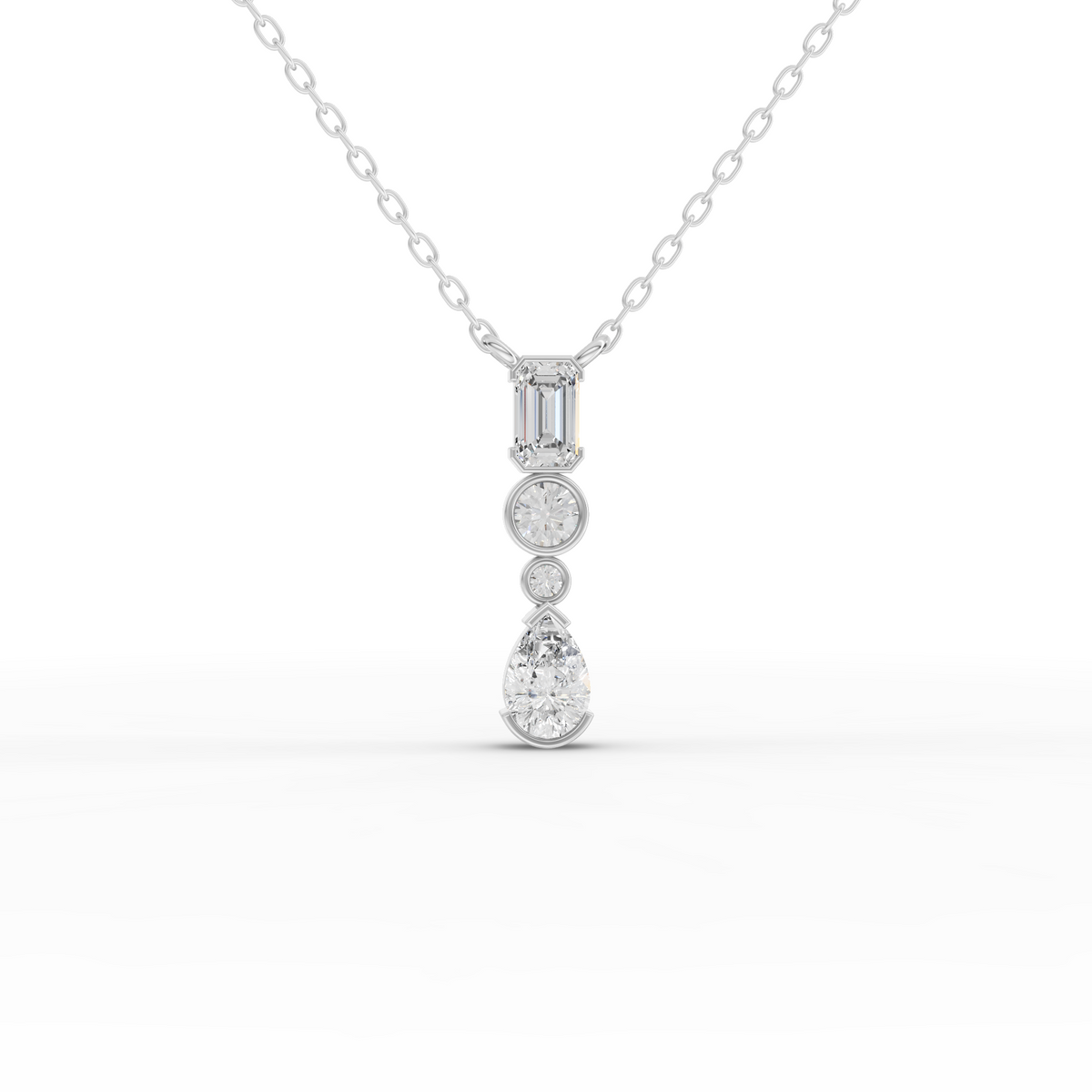 0.72 Ct Mixed-Shape Vertical Drop Lab Diamond Necklace