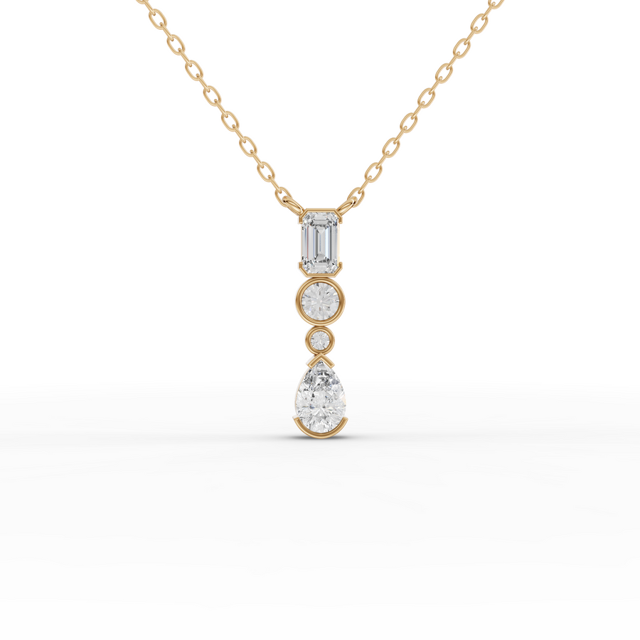 0.72 Ct Mixed Diamond Drop Necklace