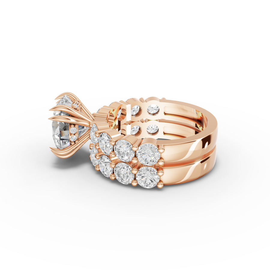 7.27 Ct Round Lab Diamond Half Eternity Ring with Hidden Halo 4.00 Ct Center
