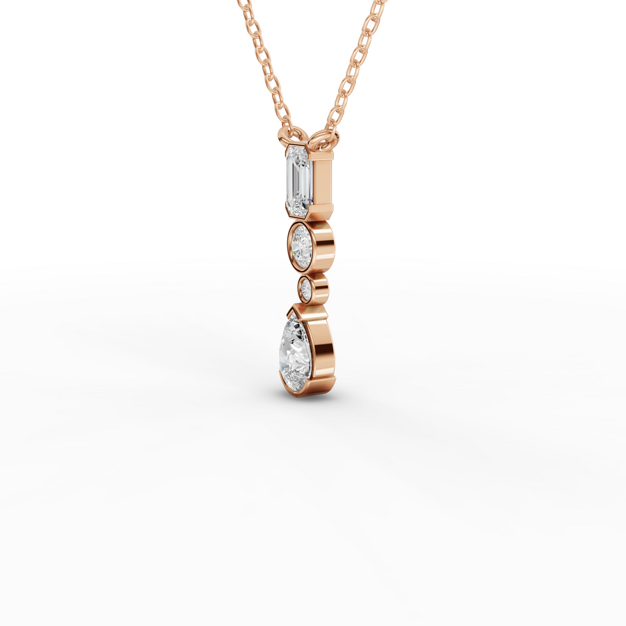 0.72 Ct Mixed Diamond Drop Necklace