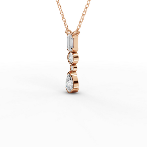 Lab-Grown Diamond Mixed-Shape Jewelry Set with Emerald-Cut Ring, Drop Necklace & Earrings