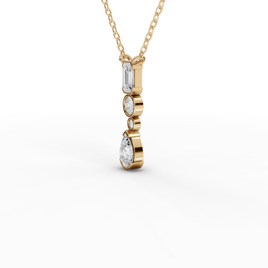 0.72 Ct Mixed Diamond Drop Necklace
