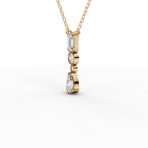 Lab-Grown Diamond Mixed-Shape Jewelry Set with Emerald-Cut Ring, Drop Necklace & Earrings