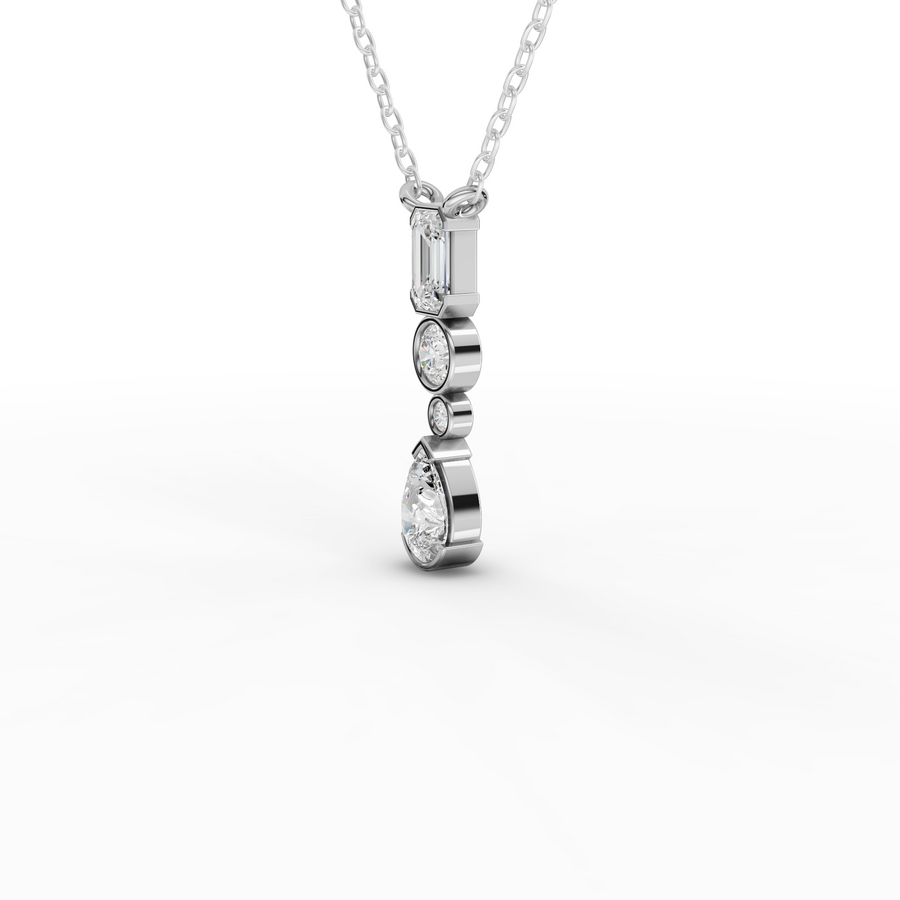 0.72 Ct Mixed Diamond Drop Necklace