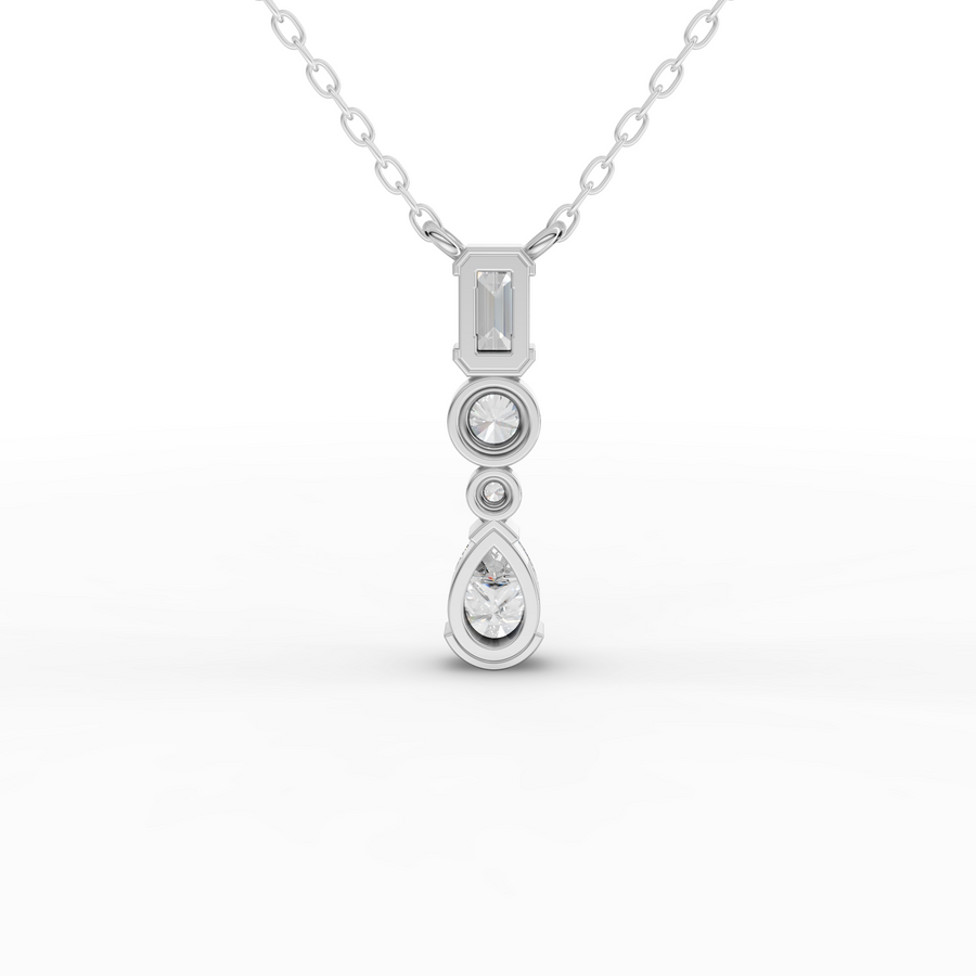 0.72 Ct Mixed Diamond Drop Necklace
