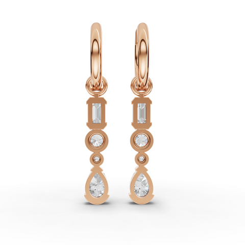 Lab-Grown Diamond Mixed-Shape Jewelry Set with Emerald-Cut Ring, Drop Necklace & Earrings