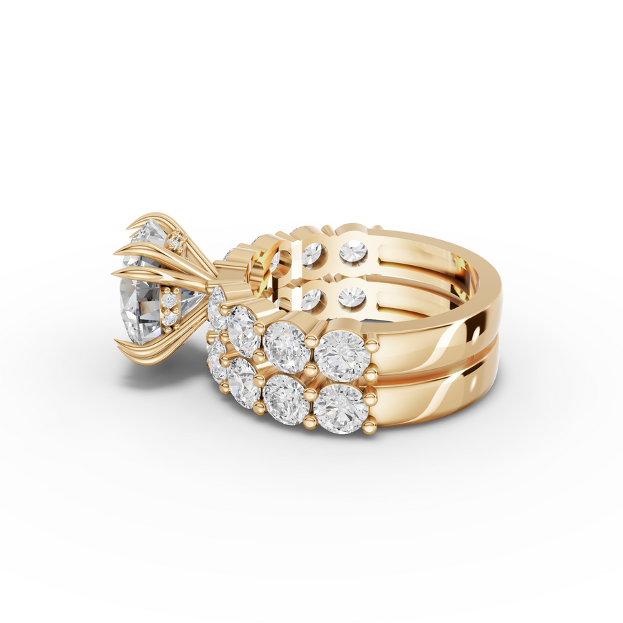 7.27 Ct Round Lab Diamond Half Eternity Ring with Hidden Halo 4.00 Ct Center