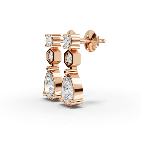 Lab-Grown Pear Diamond Hexagon Geometric Jewelry Set