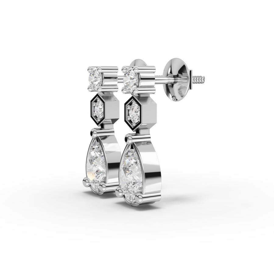 0.89 Ct Pear Lab Diamond Drop Earrings