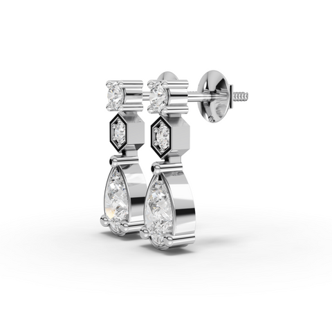 Lab-Grown Pear Diamond Hexagon Geometric Jewelry Set