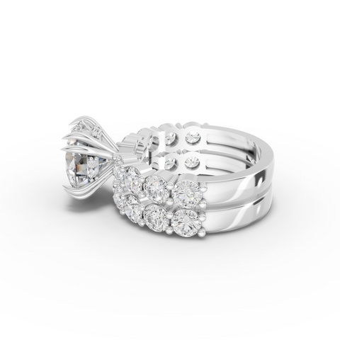 7.27 Ct Round Lab Diamond Half Eternity Ring with Hidden Halo 4.00 Ct Center