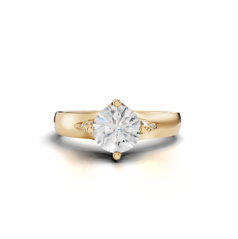 1.02 Ct Classic Round Lab Grown Diamond Engagement Ring with Tapered Cathedral Setting