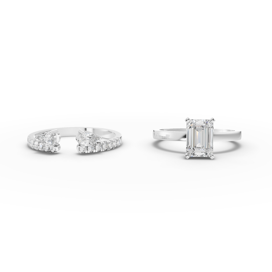 1.36 Ct Emerald Lab Diamond Bridal Set with Accent Band 1.00 Ct