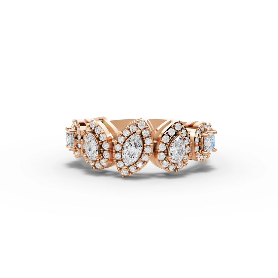 0.91 CT marquise cluster lab-grown ring rose gold top view