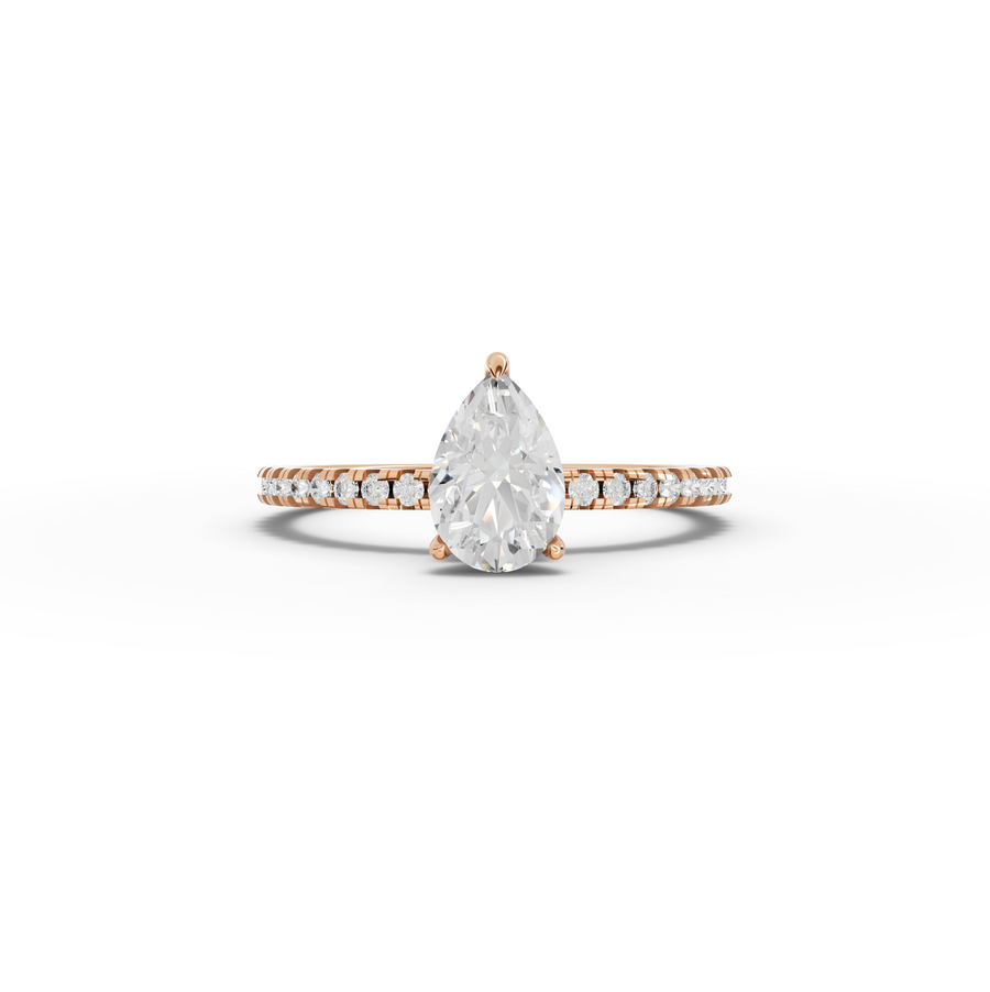 0.98 Ct Pear Hidden Halo Pavé Ring