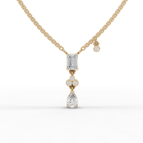 Pear & Emerald-Cut Lab-Grown Diamond Jewelry Set: Drop Earrings, Pendant Necklace & Cluster Ring