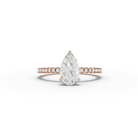 1.23 Ct Pear Hidden Halo Pavé Ring