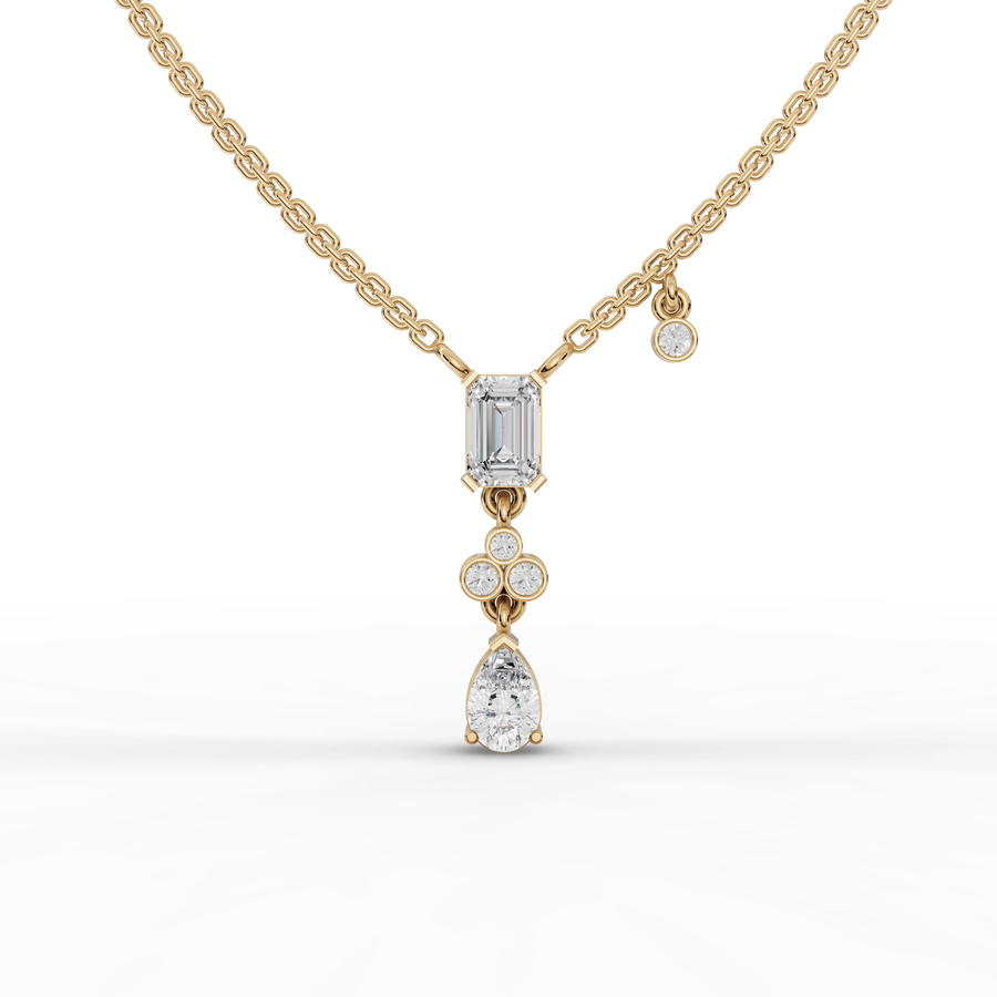 1.55 Ct Emerald & Pear Drop Necklace