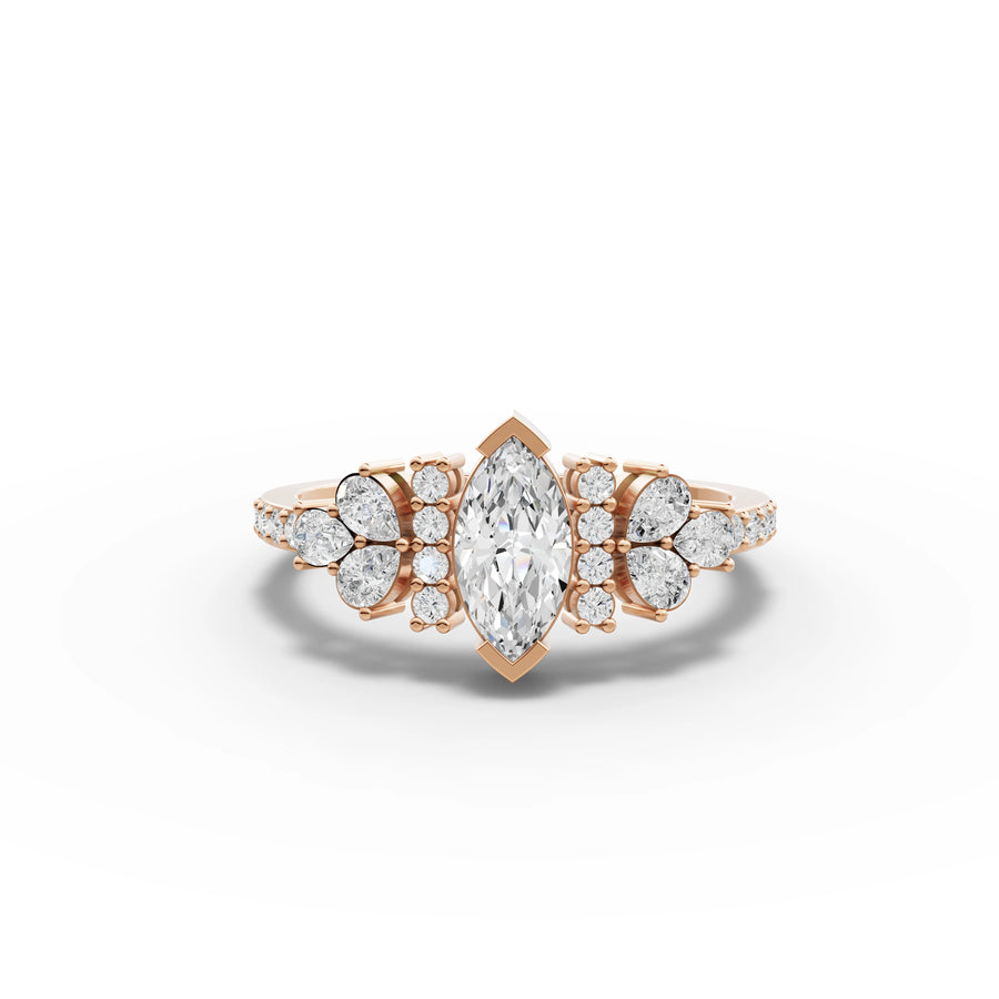 2.04 Ct Marquise Lab Diamond Floral Set