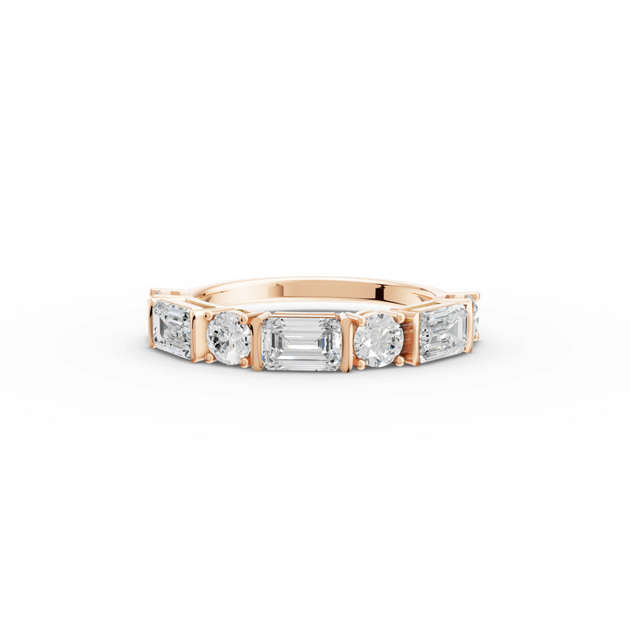 1.57 Ct Emerald Diamond Half Eternity Ring