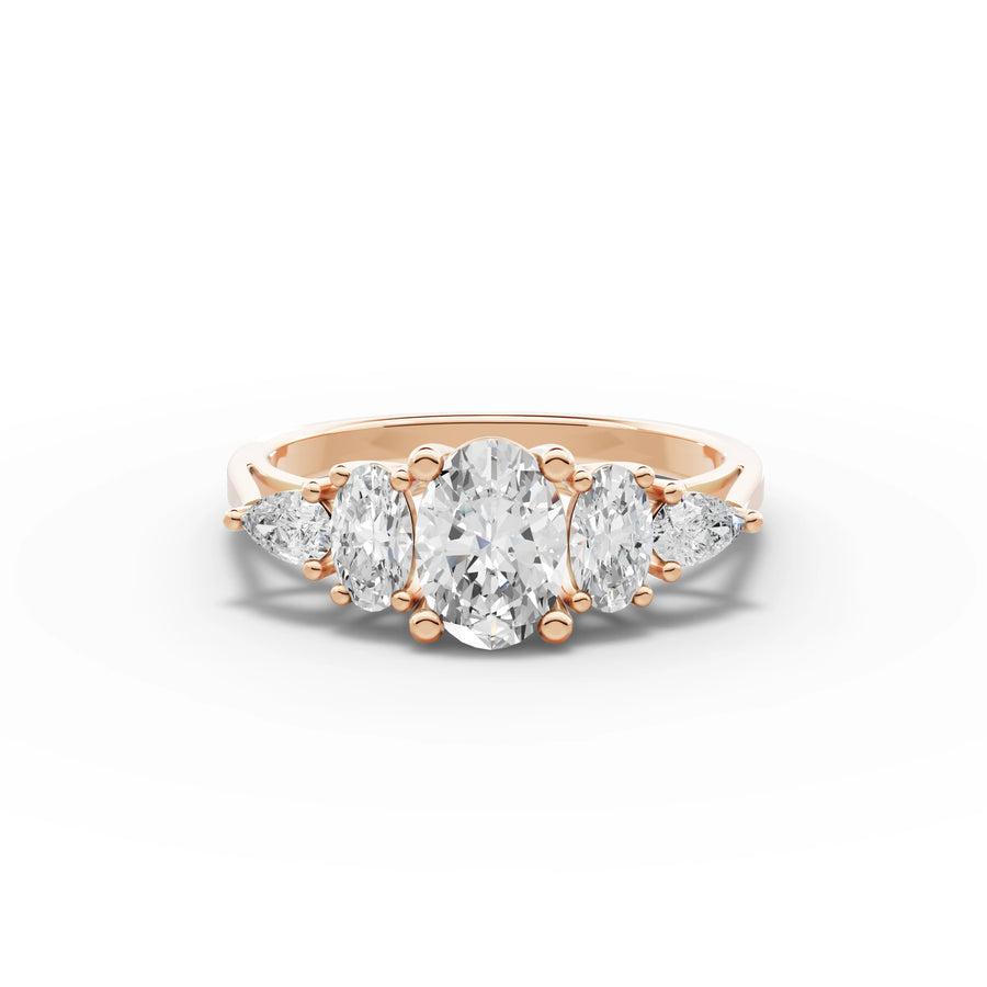 1.28 CT oval five stone lab-grown ring rose gold top view