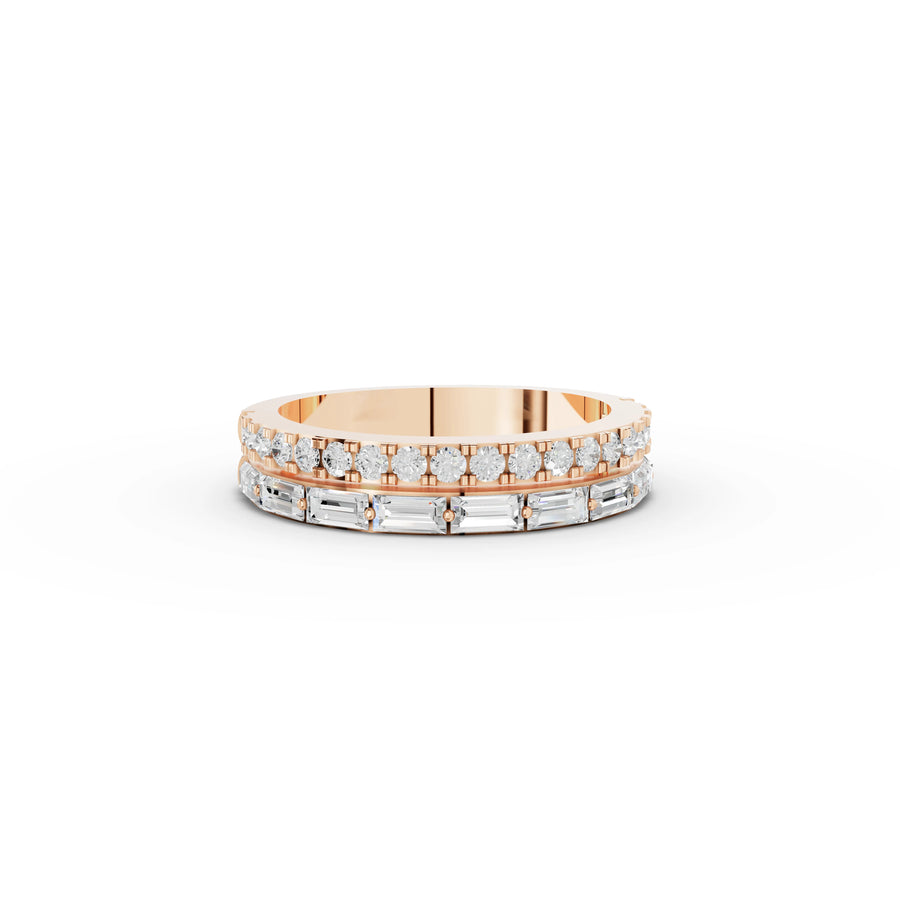 1.03 Ct Round Baguette Half Eternity Band
