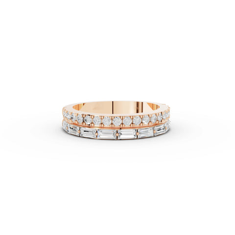 Round & Baguette Diamond Wedding Band