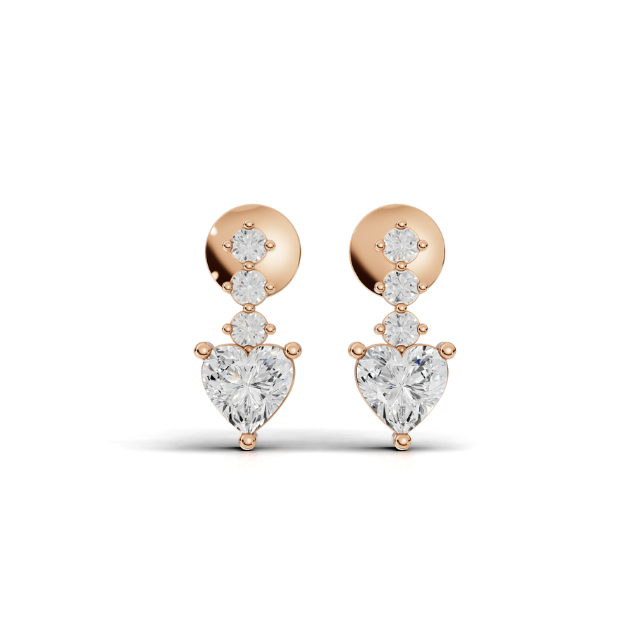 1.18 Ct Heart Drop Stud Earrings