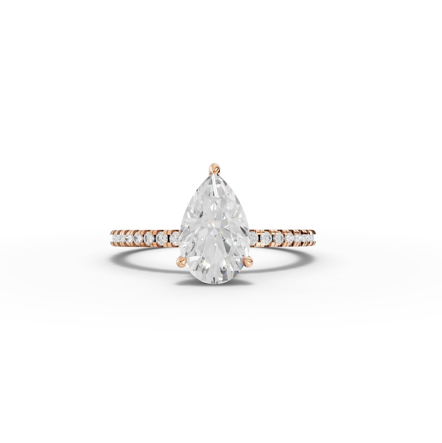 1.73 Ct Pear Hidden Halo Pavé Ring